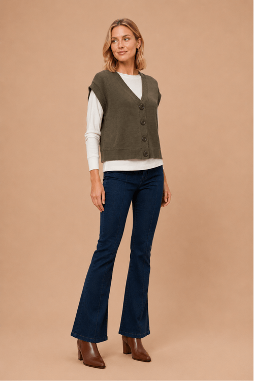 Blusa crochet botoes MILITAR. -1-